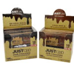 Two boxes of Just CBD Dark and Milk Chocolate 100mg 10 bars